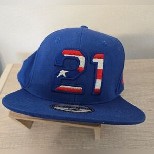 Roberto Clemente 21 Snap Back Hat Gorra Puerto Rico Flag Baseball MLB One Size